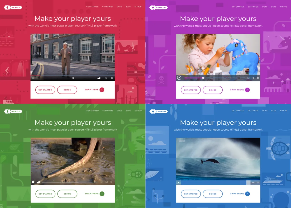 All four Video.js themes